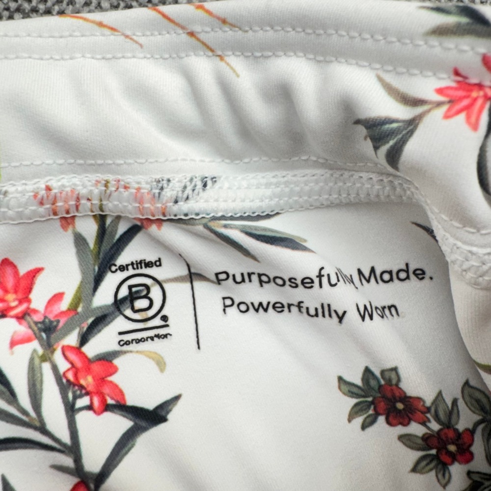 Athleta Contender Blossom Floral 7/8 Running Tights Medium Side Stripe - Picture 7 of 16